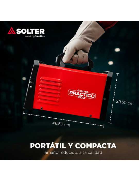 Equipo de Soldadura Inverter, Practico 200 Ld 32A, 33 x 13 x 20 cm SOLTER