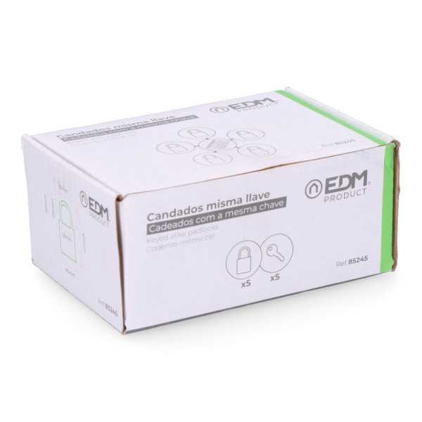 Pack 5 Candados de Latón Arco Normal 5 Llaves Iguales, 40 mm EDM