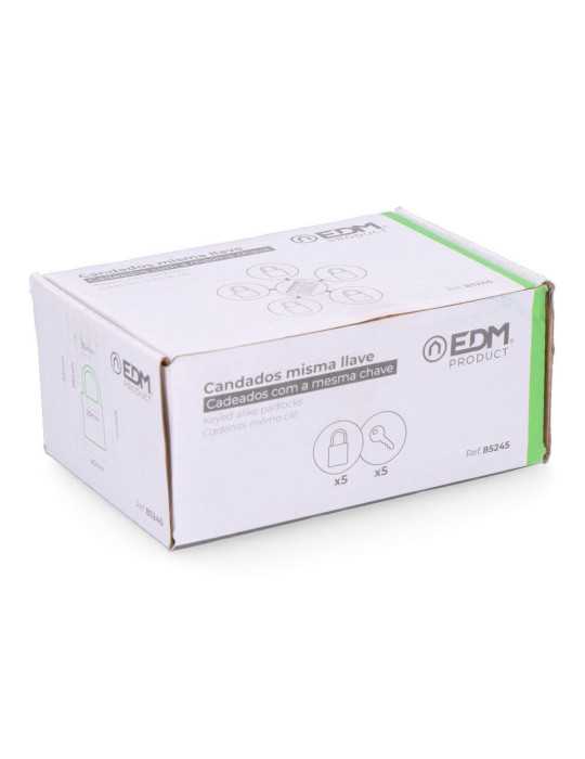 Pack 5 Candados de Latón Arco Normal 5 Llaves Iguales, 40 mm EDM