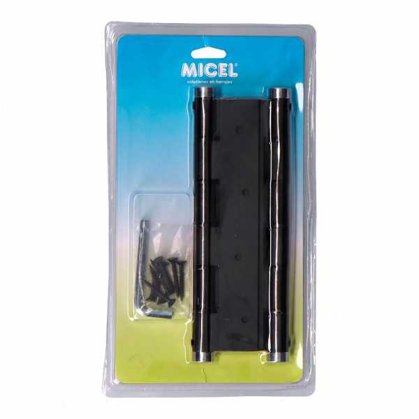 Bisagra de Doble Acción, Modelo BS10 Ne M57002, de Aluminio con Acabado Negro, 133 x 180 mm, Blister MICEL