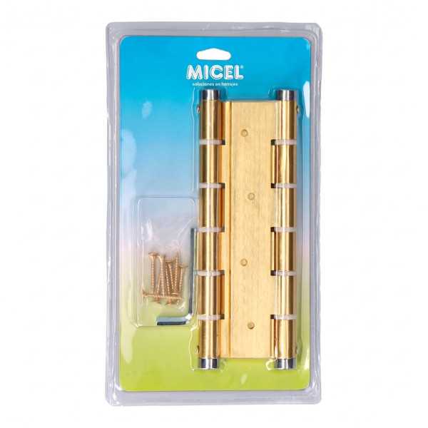 Bisagra de Doble Acción, Modelo BS10 Or M57003, de Aluminio con Acabado Oro, 133 x 180 mm, Blister MICEL