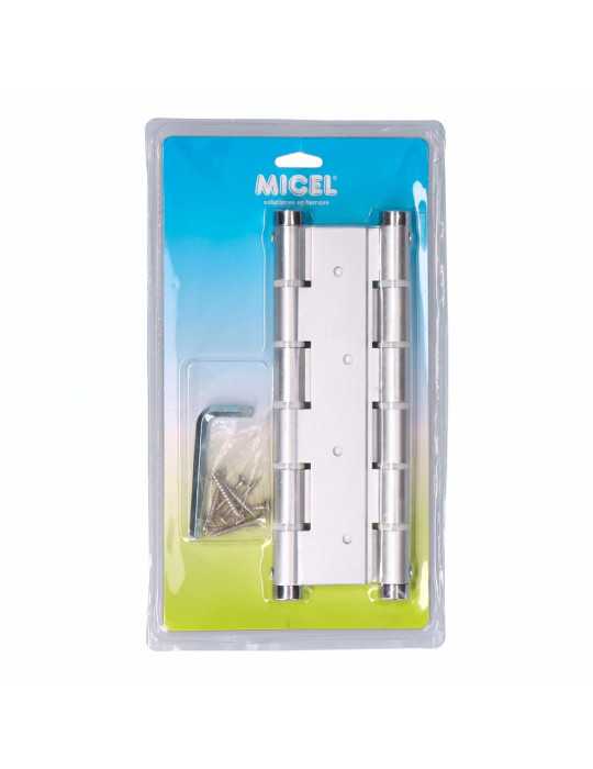 Bisagra de Doble Acción, Modelo BS10 Pl M57004, de Aluminio con Acabado Plata, 133 x 180 mm, Blister MICEL