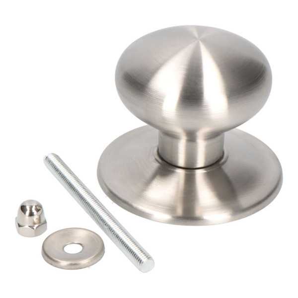Pomo Puerta, Modelo PP02, de Acero Inoxidable con Acabado Inox, Ø70 mm, Blister MICEL