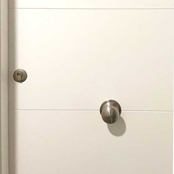 Pomo Puerta, Modelo PP02, de Acero Inoxidable con Acabado Inox, Ø70 mm, Blister MICEL