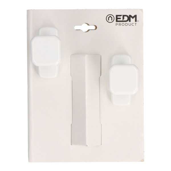 Juego de Pomo Recuperable, Modelo 6807, de Aluminio con Acabado Blanco, 37 x 83 x 69 mm, Blister EDM