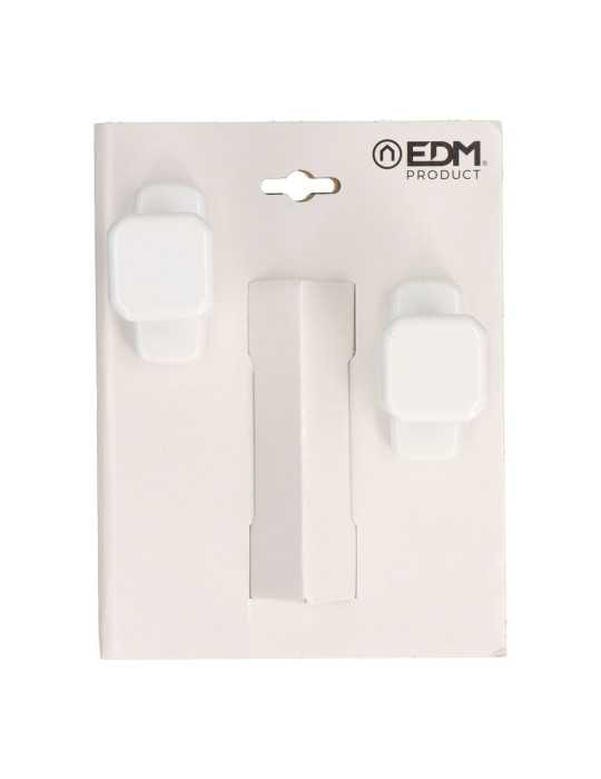 Juego de Pomo Recuperable, Modelo 6807, de Aluminio con Acabado Blanco, 37 x 83 x 69 mm, Blister EDM
