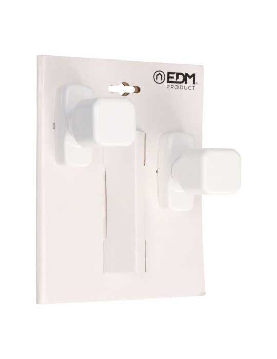 Juego de Pomo Recuperable, Modelo 6807, de Aluminio con Acabado Blanco, 37 x 83 x 69 mm, Blister EDM