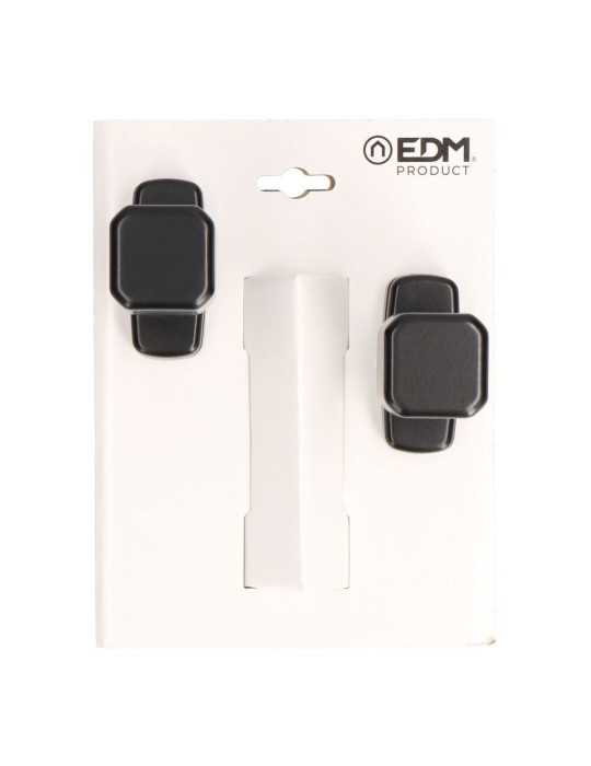 Juego de Pomo Recuperable, Modelo 6807, de Aluminio con Acabado Negro, 37 x 83 x 69 mm, Blister EDM