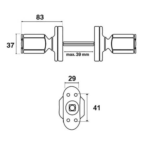 Juego de Pomo Recuperable, Modelo 6807, de Aluminio con Acabado Negro, 37 x 83 x 69 mm, Blister EDM