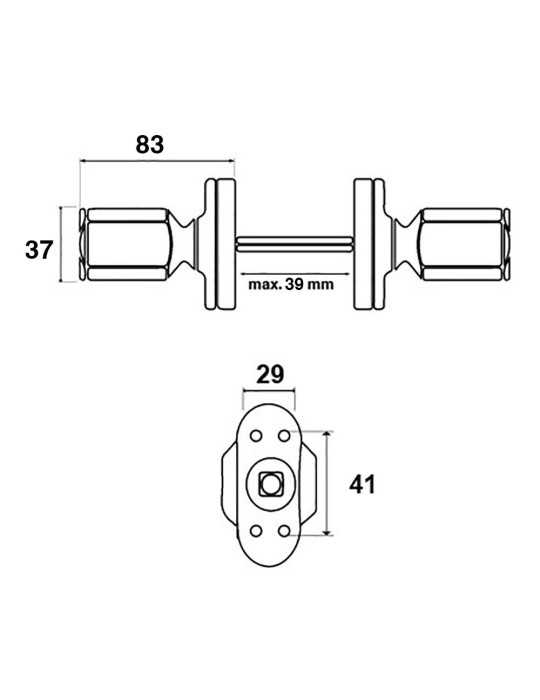 Juego de Pomo Recuperable, Modelo 6807, de Aluminio con Acabado Negro, 37 x 83 x 69 mm, Blister EDM