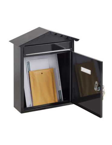 Buzón Individual Exterior, Mediano, Visit, Acero, Negro, 30 x 11 x 36 cm ARREGUI 2