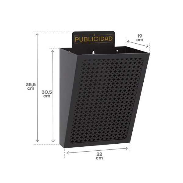 Cesta de Publicidad E2301, Acero, Negro, 22 x 19 x 35,5 cm ARREGUI