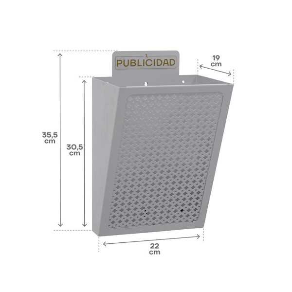 Cesta de Publicidad E2302, Acero, Plata, 22 x 19 x 35,5 cm ARREGUI