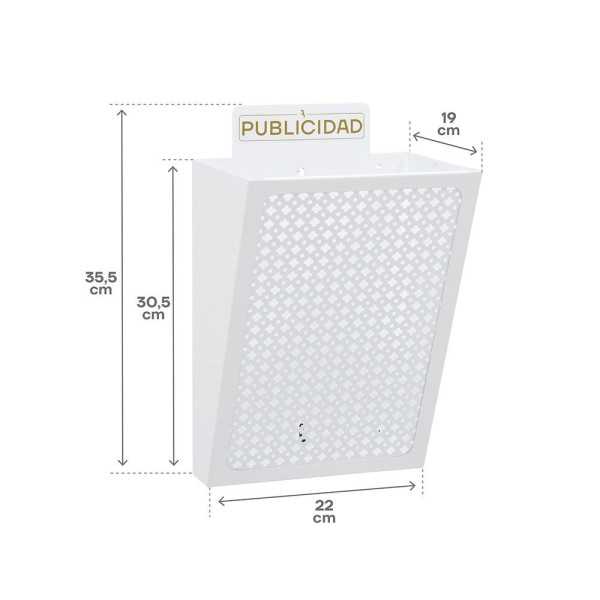 Cesta de Publicidad E2304, Acero, Blanco, 22 x 19 x 35,5 cm ARREGUI
