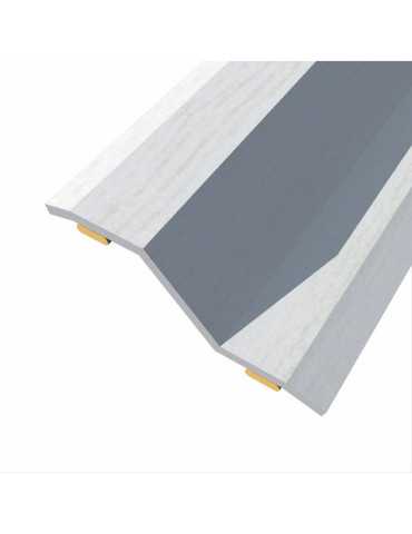 Lote de 3 Unidades Junta de Acero para Desnivel 8-14 mm, Adhesiva, Flooring, Roble Gris Claro, 166 x 3,6 cm BAGLINOX