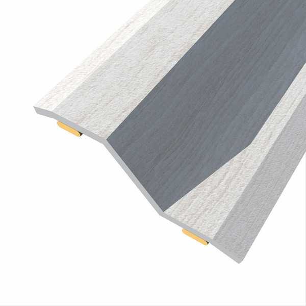 Lote de 3 Unidades Junta de Acero para Desnivel 8-14 mm, Adhesiva, Flooring, Roble Gris, 166 x 3,6 cm BAGLINOX