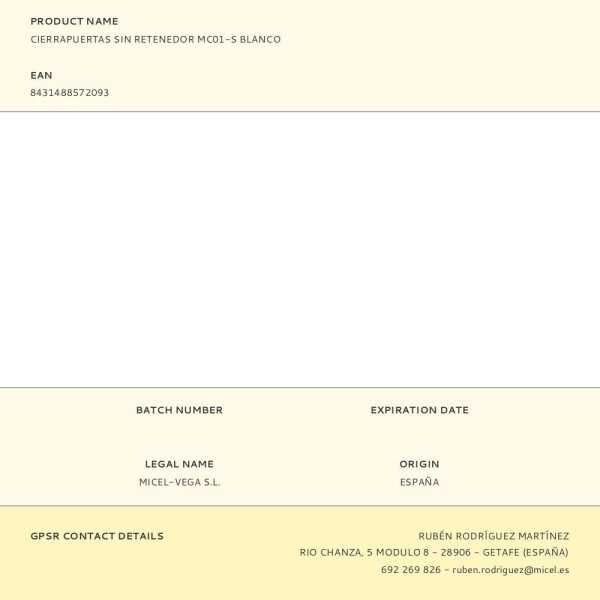 Cierrapuertas sin Retenedor MC01-S Blanco MICEL