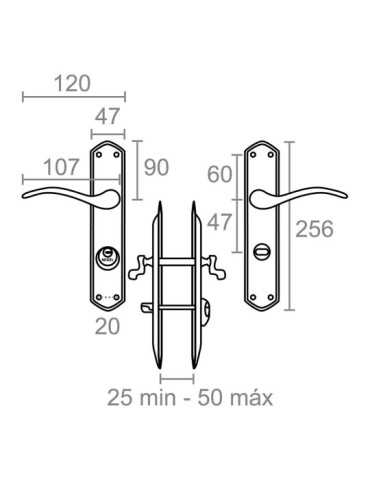 Juego de Manilla con Llave, Modelo 202, Izquierda, de Acero con Acabado Latonado, 47 mm MICEL 2