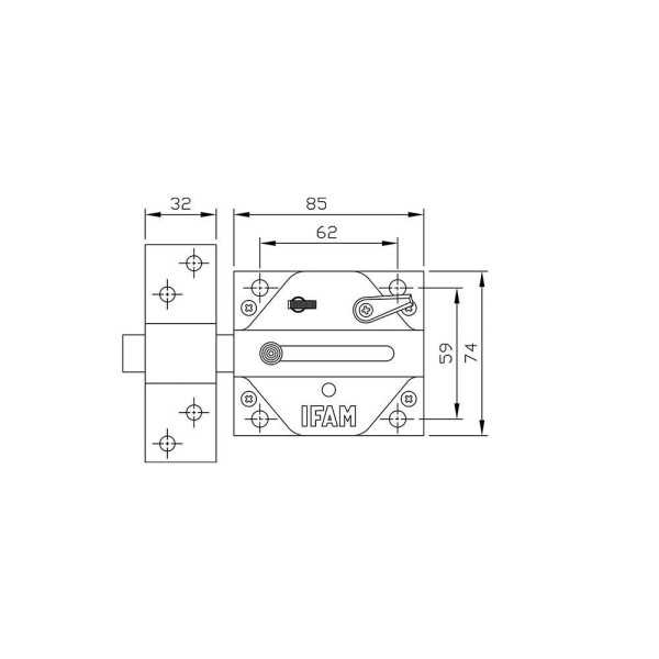 Cerrojo, Seguridad, Sobreponer, Modelo CS88L, de Acero con Acabado Latonado IFAM