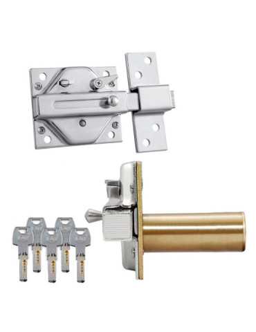 Cerrojo, Seguridad, Sobreponer, Modelo CS88SC M50, de Acero con Cromo Satinado, Cilindro de 50 mm IFAM