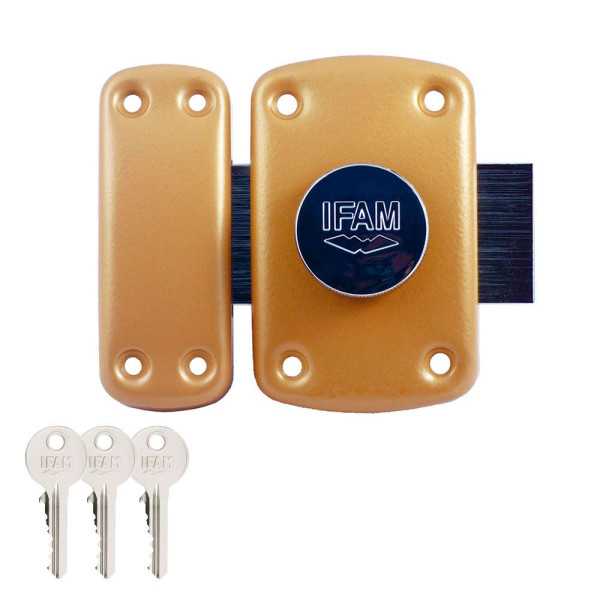 Cerrojo, Seguridad, Sobreponer, Modelo B5/50, Acabado Latonado, con 3 Llaves de Serreta IFAM