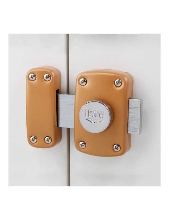 Cerrojo, Seguridad, Sobreponer, Modelo B5/50, Acabado Latonado, con 3 Llaves de Serreta IFAM