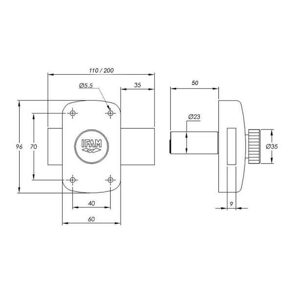 Cerrojo, Seguridad, Sobreponer, Modelo B5/50, Acabado Latonado, con 3 Llaves de Serreta IFAM