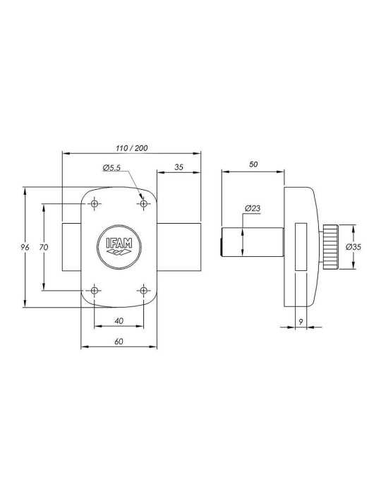 Cerrojo, Seguridad, Sobreponer, Modelo B5/50, Acabado Latonado, con 3 Llaves de Serreta IFAM