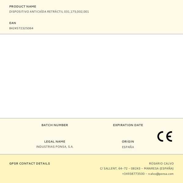 Dispositivo Anticaída Retráctil 031,175,002,001 PONSA