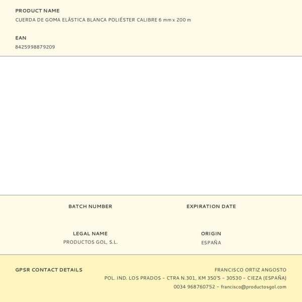 Cuerda de Goma Elástica Blanca Poliéster Calibre 6 mm x 200 m EDM