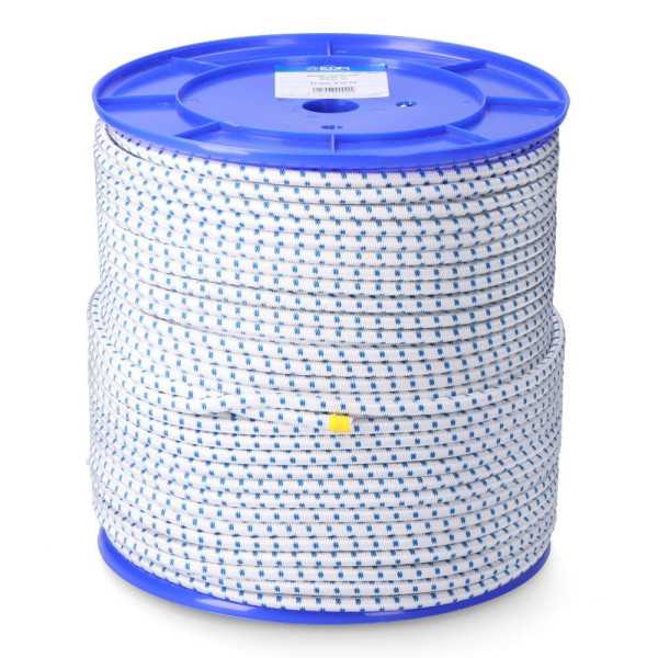 Cuerda de Goma Elástica Blanca / Azul Poliéster Calibre 6 mm x 200 m EDM