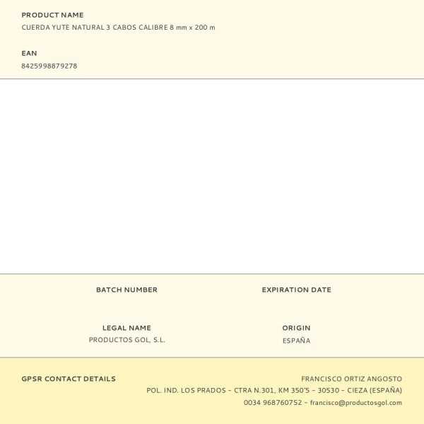 Cuerda Yute Natural 3 Cabos Calibre 8 mm x 200 m EDM