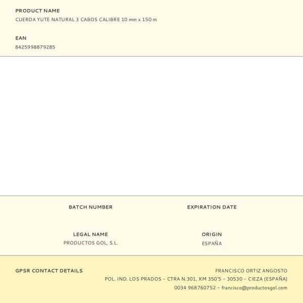 Cuerda Yute Natural 3 Cabos Calibre 10 mm x 150 m EDM
