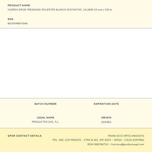 Cuerda Driza Trenzado Poliéster Blanco Distintivo, Calibre 10 mm x 150 m EDM