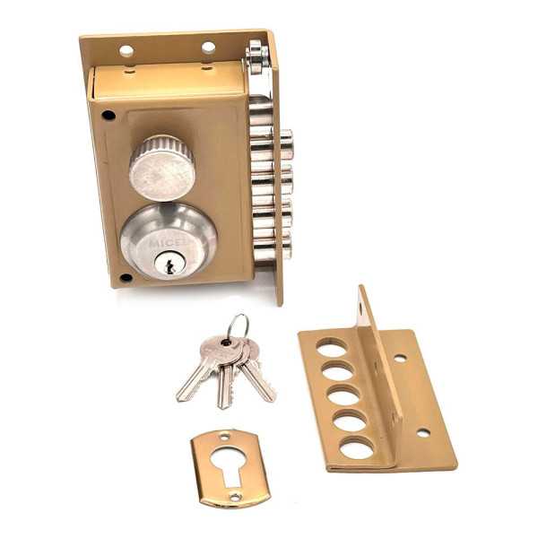 Cerradura, Sobreponer, Modelo CRS01, de Acero con Acabado Oro, Mano Derecha MICEL