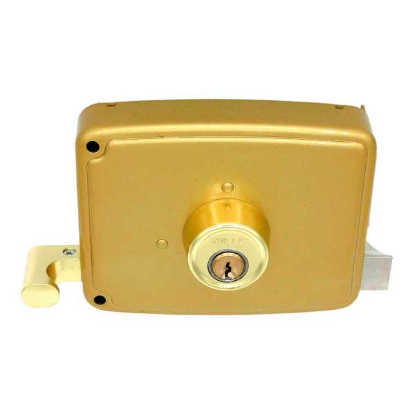 Cerradura, Sobreponer, Modelo CRS02, de Acero con Acabado Oro, 50 x 100 mm, Mano Izquierda MICEL