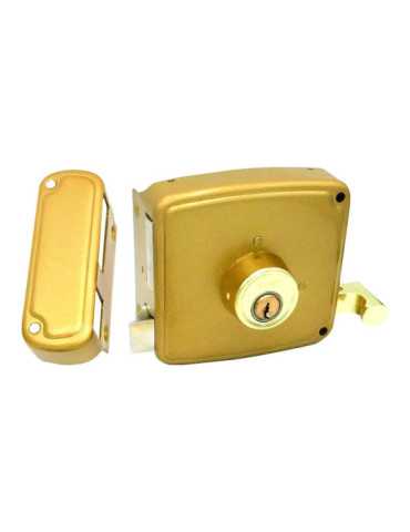 Cerradura, Sobreponer, Modelo CRS02, de Acero con Acabado Oro, 60 x 120 mm, Mano Derecha MICEL