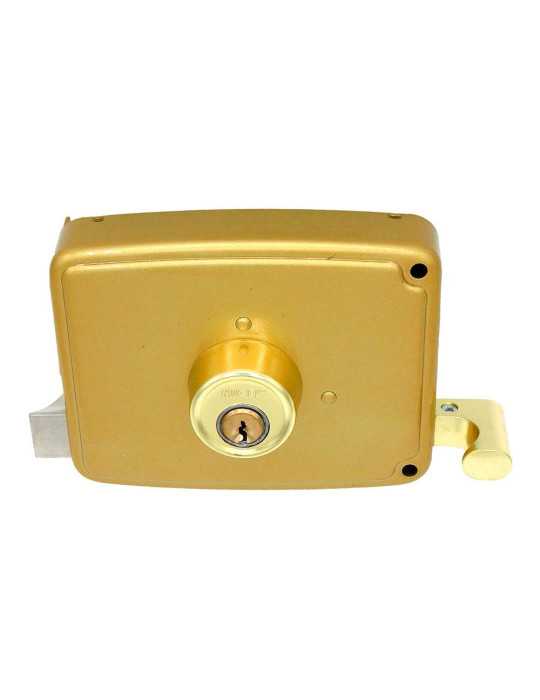 Cerradura, Sobreponer, Modelo CRS02, de Acero con Acabado Oro, 60 x 120 mm, Mano Derecha MICEL