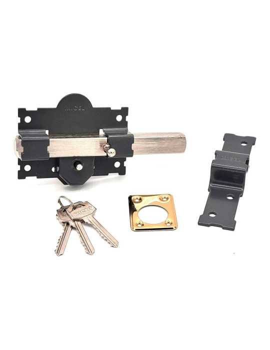 Cerrojo, Seguridad, Sobreponer, Modelo CRR06, de Acero con Acabado Gris, 105B/50 mm, con 3 Llaves Serrata MICEL