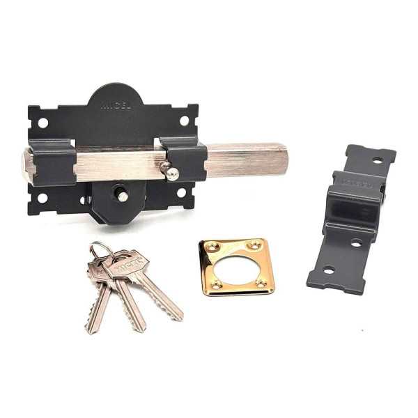 Cerrojo, Seguridad, Sobreponer, Modelo CRR06, de Acero con Acabado Gris, 105B/70 mm, con 3 Llaves Serrata MICEL
