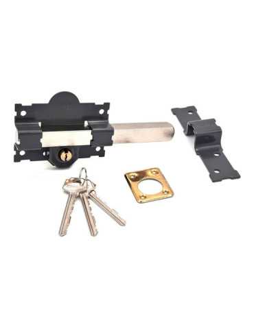 Cerrojo, Seguridad, Sobreponer, Modelo CRR07, de Acero con Acabado Gris, 105L/50 mm, con 3 Llaves Serrata MICEL