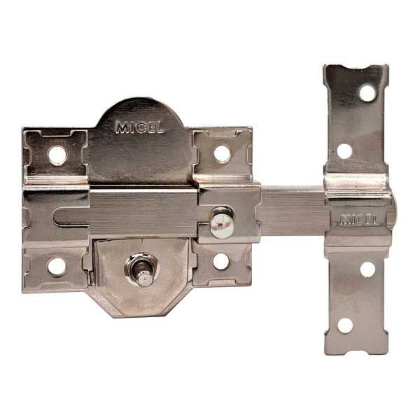 Cerrojo, Seguridad, Sobreponer, Modelo CRR08, de Acero con Acabado Níquel, 86B/70 mm, con 3 Llaves Serrata MICEL