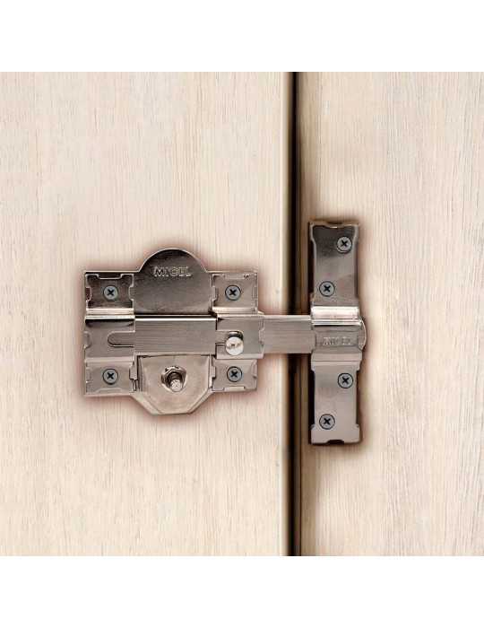 Cerrojo, Seguridad, Sobreponer, Modelo CRR08, de Acero con Acabado Níquel, 86B/70 mm, con 3 Llaves Serrata MICEL