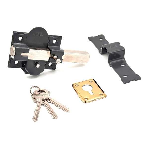 Cerrojo, Seguridad, Sobreponer, Modelo CRR08, de Acero con Acabado Gris, 86B/70 mm, con 3 Llaves Serrata MICEL