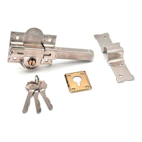 Cerrojo, Seguridad, Sobreponer, Modelo CRR09, de Acero con Acabado Níquel, 86L/50 mm, con 3 Llaves Serrata MICEL