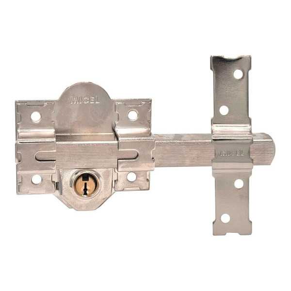 Cerrojo, Seguridad, Sobreponer, Modelo CRR09, de Acero con Acabado Níquel, 86L/50 mm, con 3 Llaves Serrata MICEL