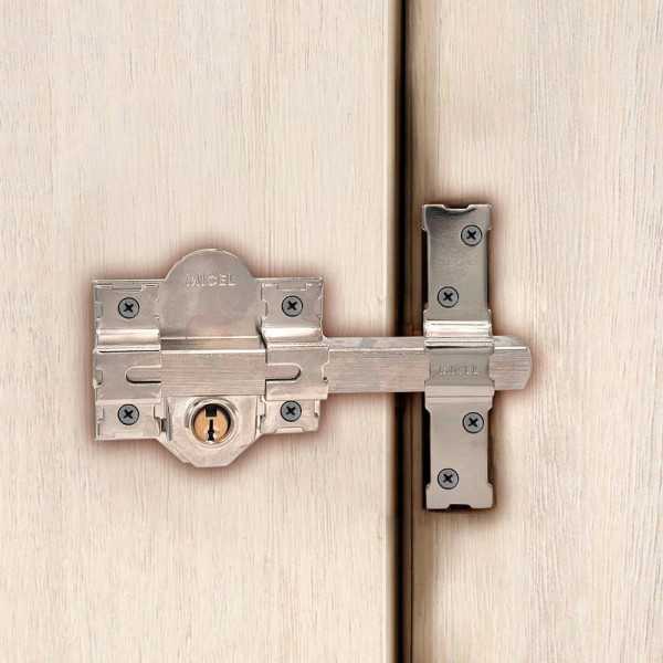Cerrojo, Seguridad, Sobreponer, Modelo CRR09, de Acero con Acabado Níquel, 86L/50 mm, con 3 Llaves Serrata MICEL