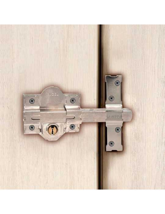 Cerrojo, Seguridad, Sobreponer, Modelo CRR09, de Acero con Acabado Níquel, 86L/50 mm, con 3 Llaves Serrata MICEL