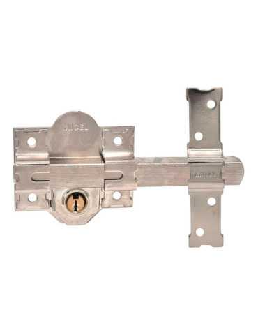 Cerrojo, Seguridad, Sobreponer, Modelo CRR09, de Acero con Acabado Níquel, 86L/70 mm, con 3 Llaves Serrata MICEL 2