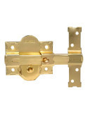 Cerrojo, Seguridad, Sobreponer, Modelo CRR10, de Acero con Acabado Latón Satinado, 86B/50 mm, con 5 Llaves y Cadenilla MICEL